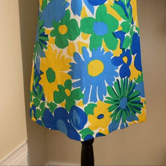 J. Crew Morning Floral Shift Mini Dress Green Yellow Sz 00 - Picture 6 of 16